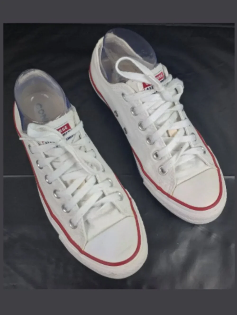 Converse All Star Mens‎ 5.5 Womens 7.5 White Blue Red Stripe Low Top Sneakers